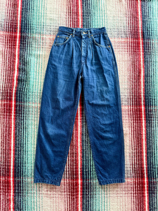 70s Lee Pleated Tapered Medium Wash Jeans 25x29