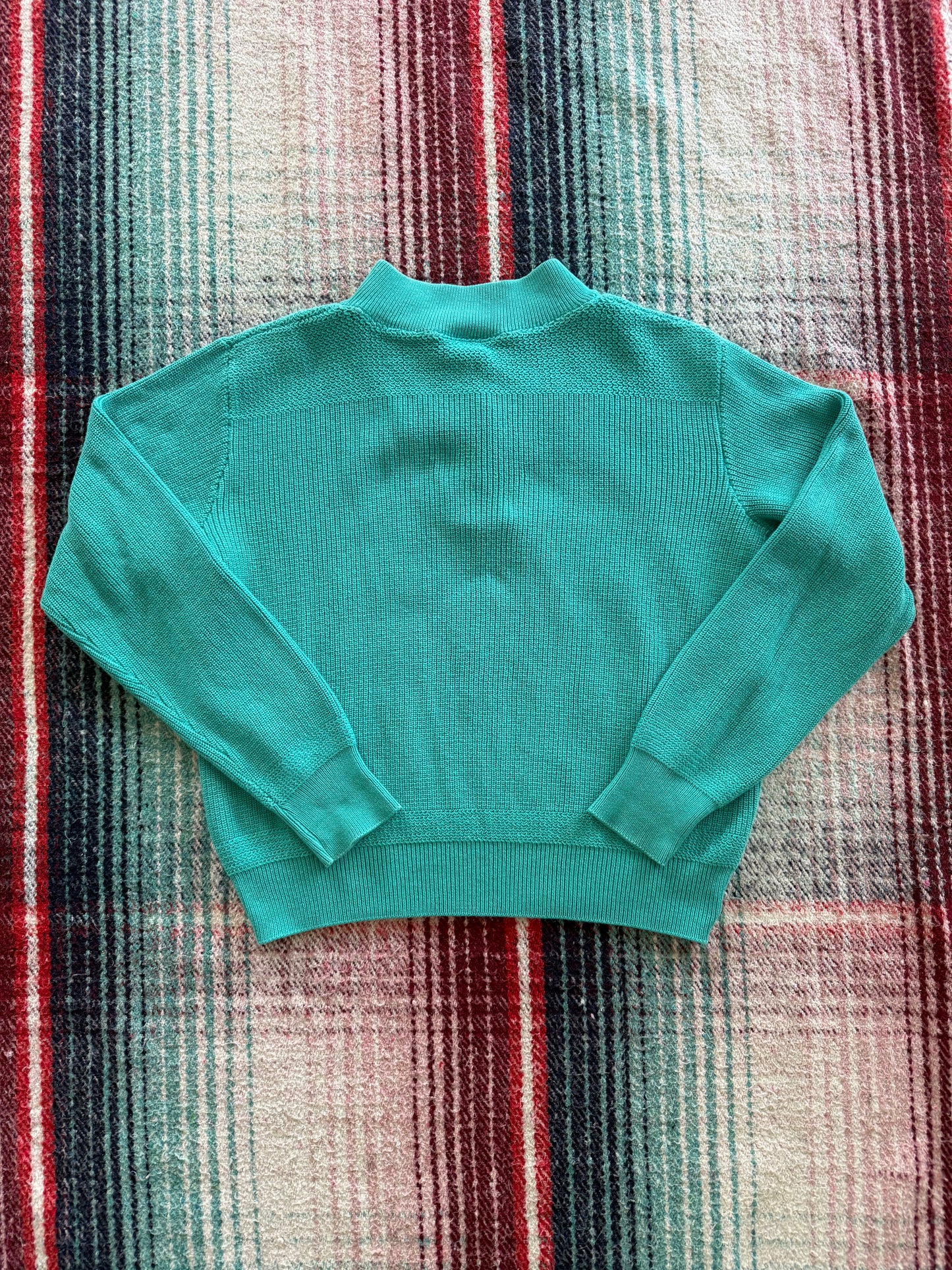 80s Eddie Bauer Teal Henley Sweater L