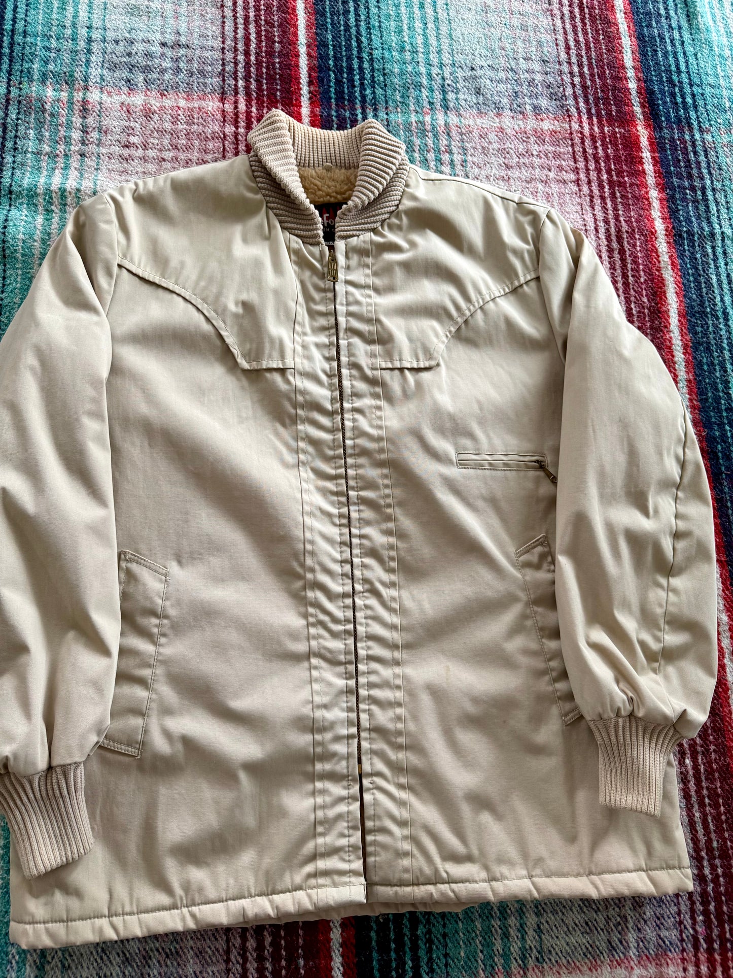 70s Tan Fleece Lined Ranch Coat 44/L