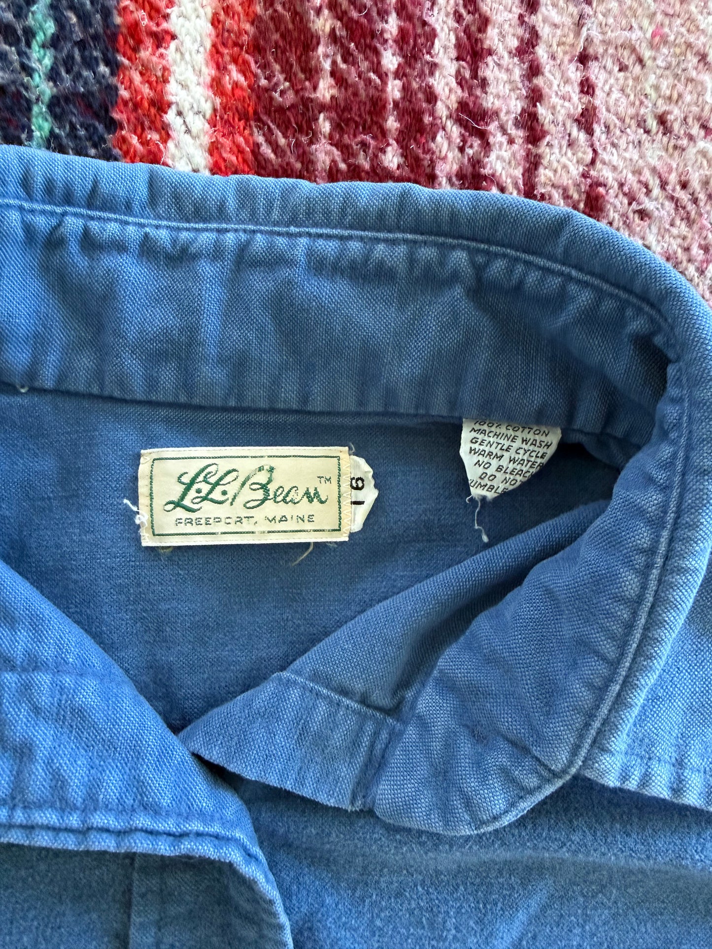 70s LL Bean Blue Chamois Shirt 16/L