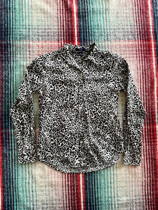 90s Chaps Leopard Print Shirt M