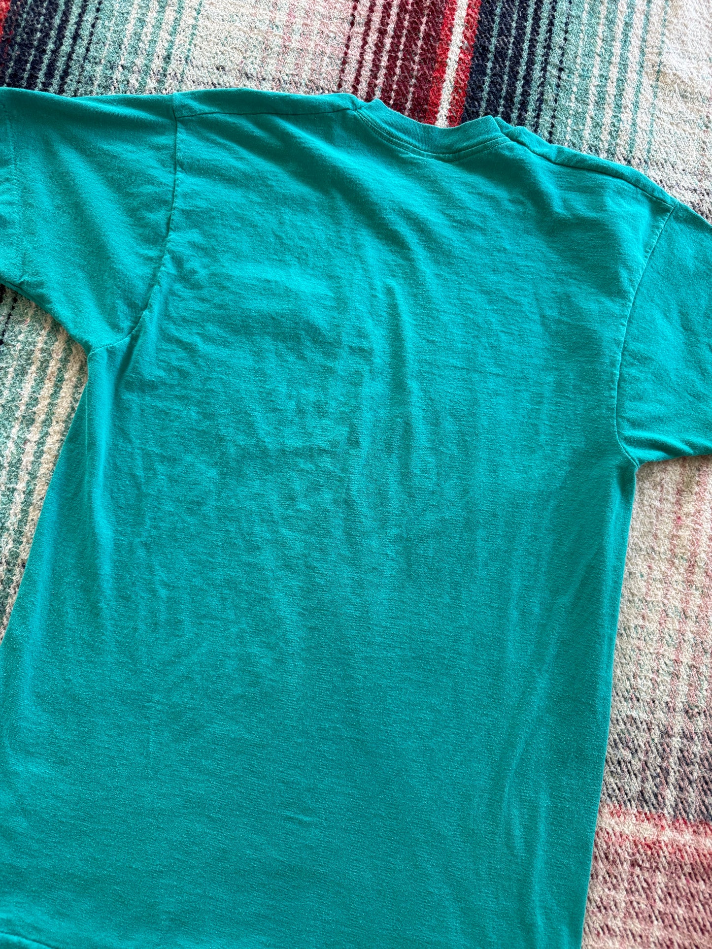 90s Fruit of the Loom Teal Selvedge Pocket Tee L