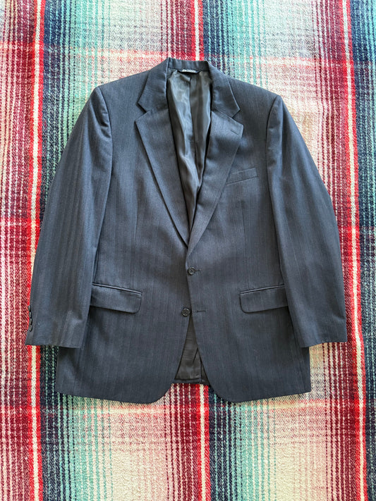 80s Burberry Navy Pinstripe Blazer 46/XL