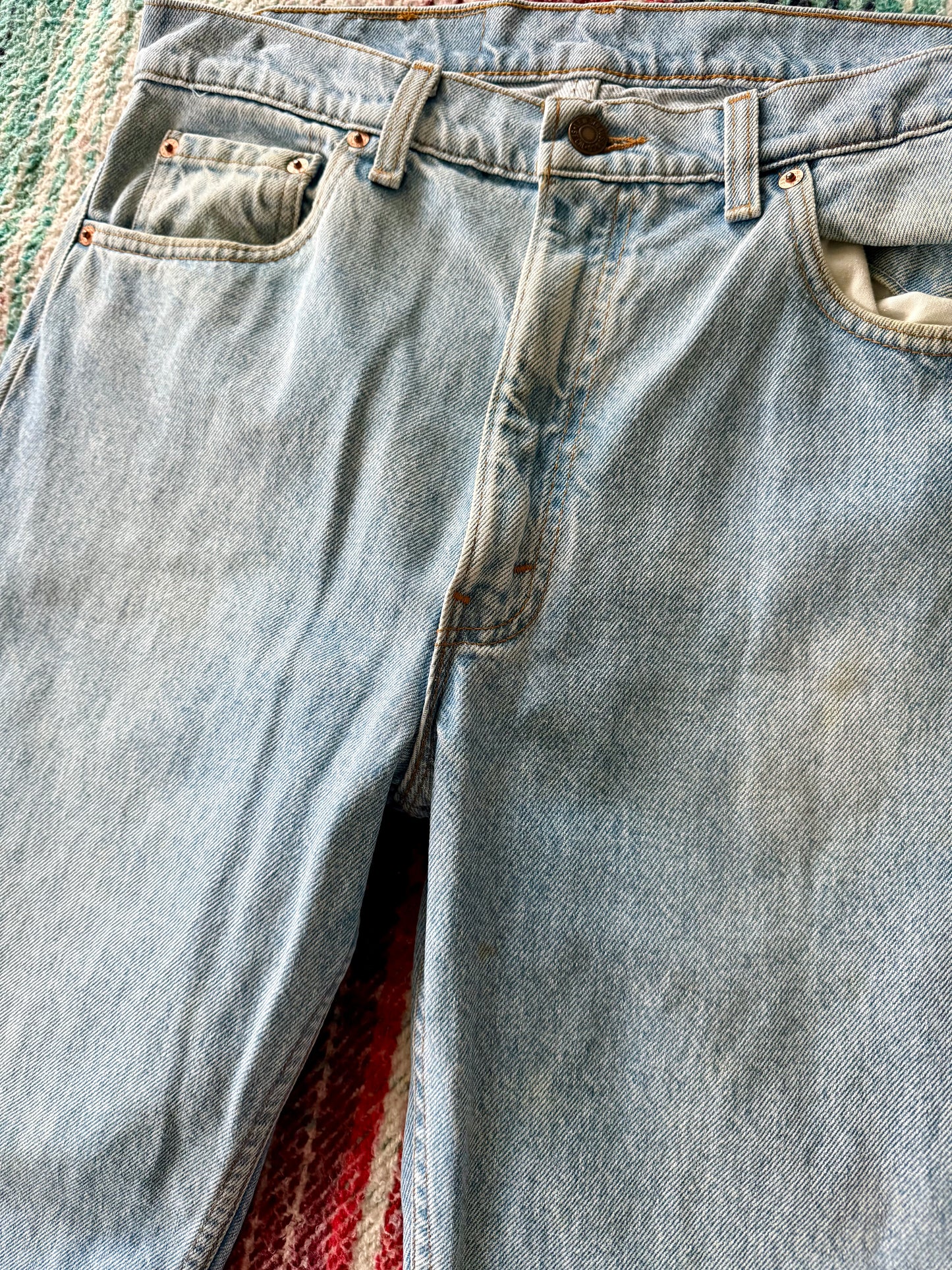 90s Levi’s 505 Light Wash Distressed Jeans 35x33