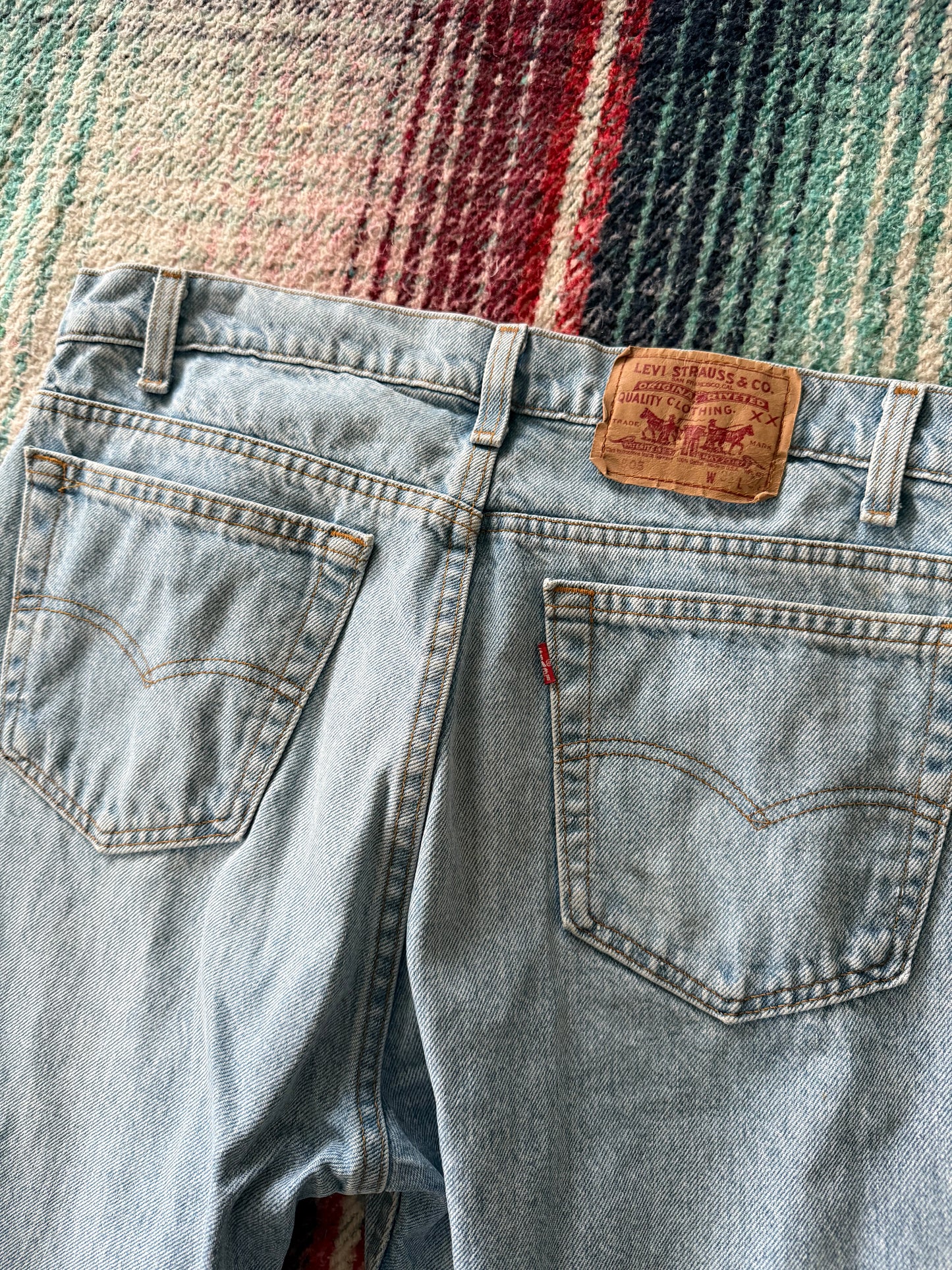 90s Levi’s 505 Light Wash Distressed Jeans 35x33