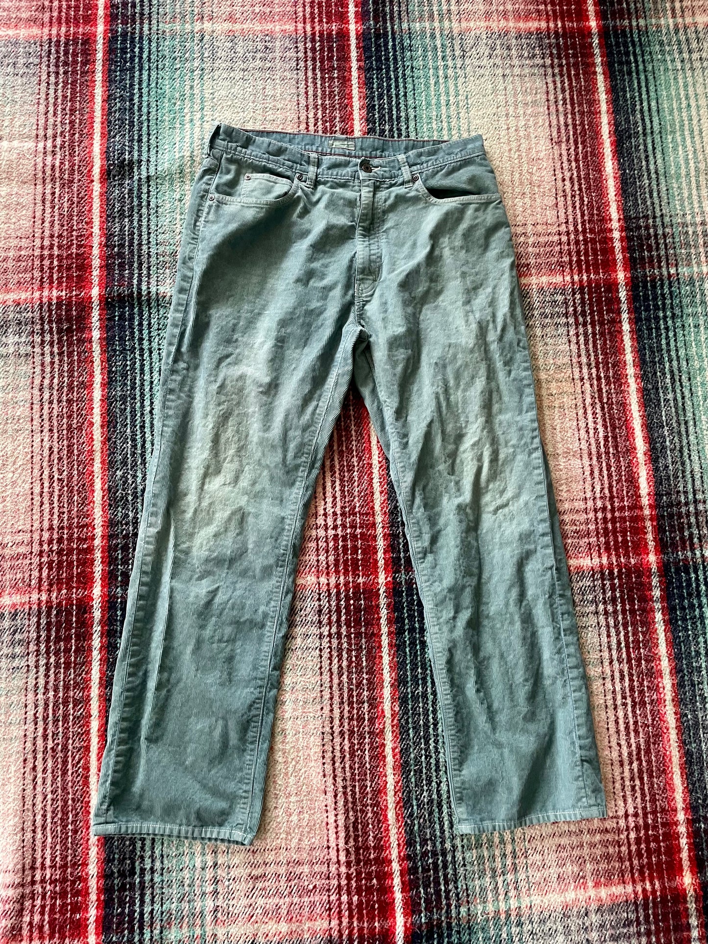 00s Over Dyed J Crew Straight Fit Teal Corduroy Pants 36x31