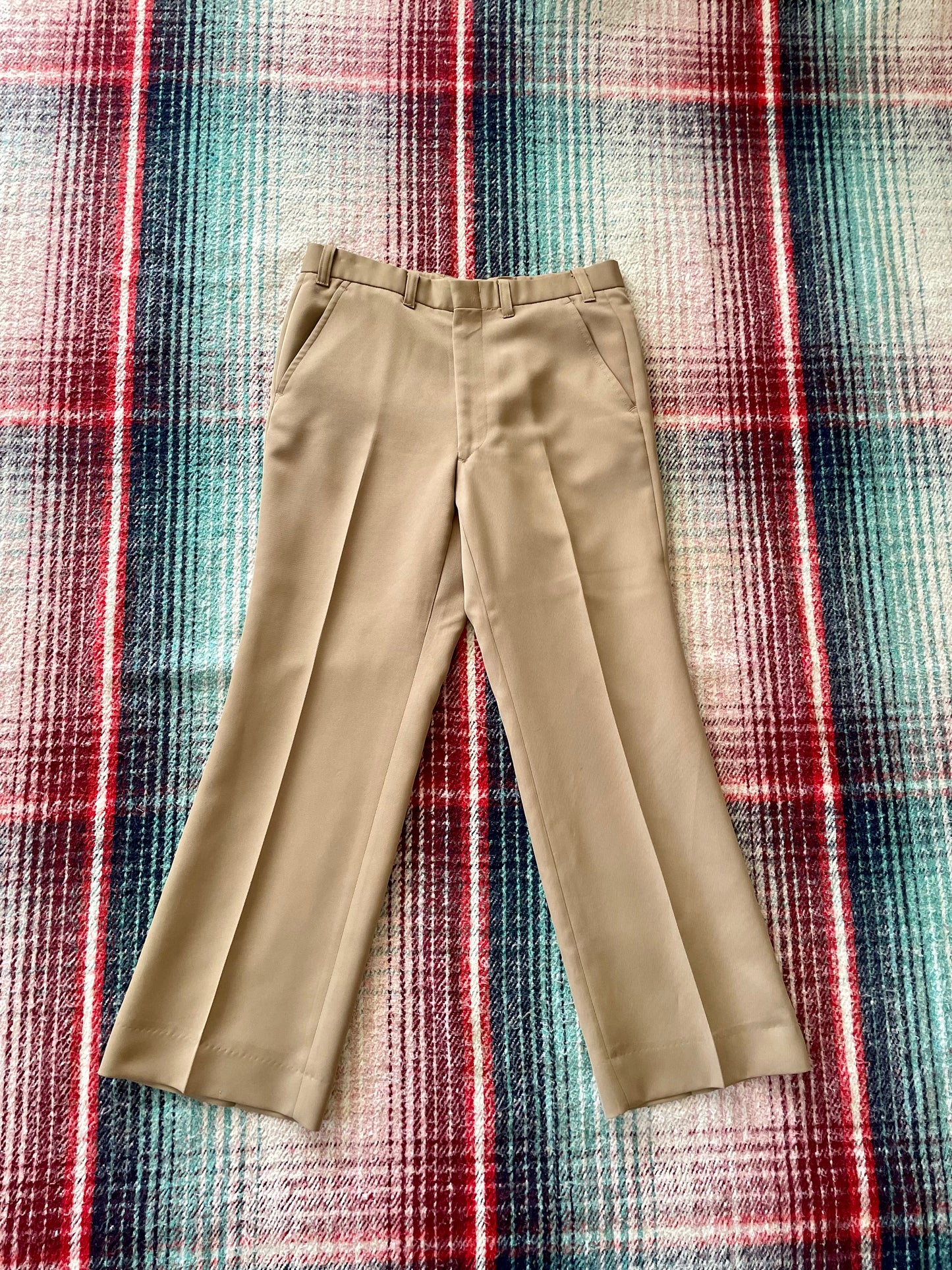 70s Sears, Roebuck and Co. Caramel Flared Trousers Pants 31x28.5