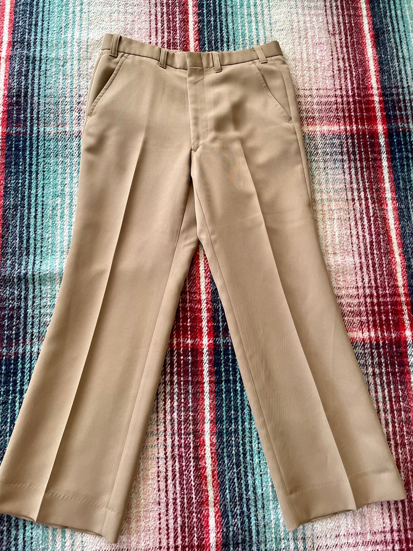 70s Sears, Roebuck and Co. Caramel Flared Trousers Pants 31x28.5