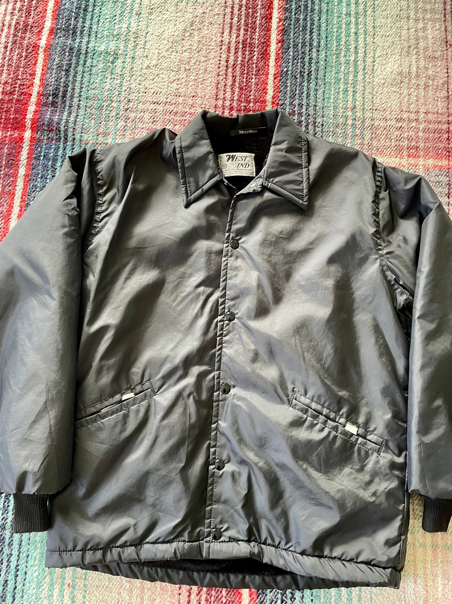 70s West Wind Black Fleece Lined Windbreaker